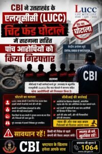 सीबीआई ने उत्तराखंड के एलयूसीसी चिट फंड घोटाले में सरगना सहित पांच आरोपियों को गिरफ्तार किया